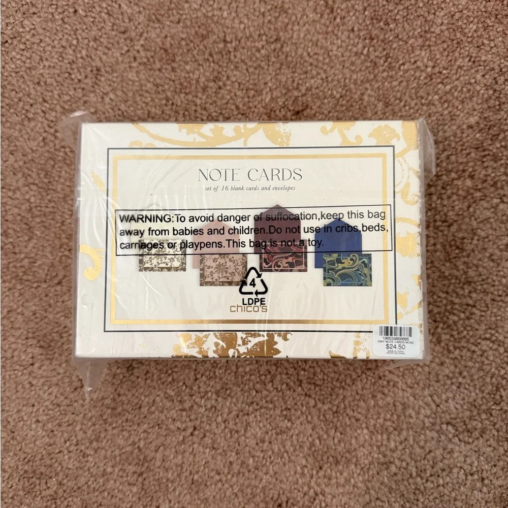 Chico's Gold and Cream Note Cards Set